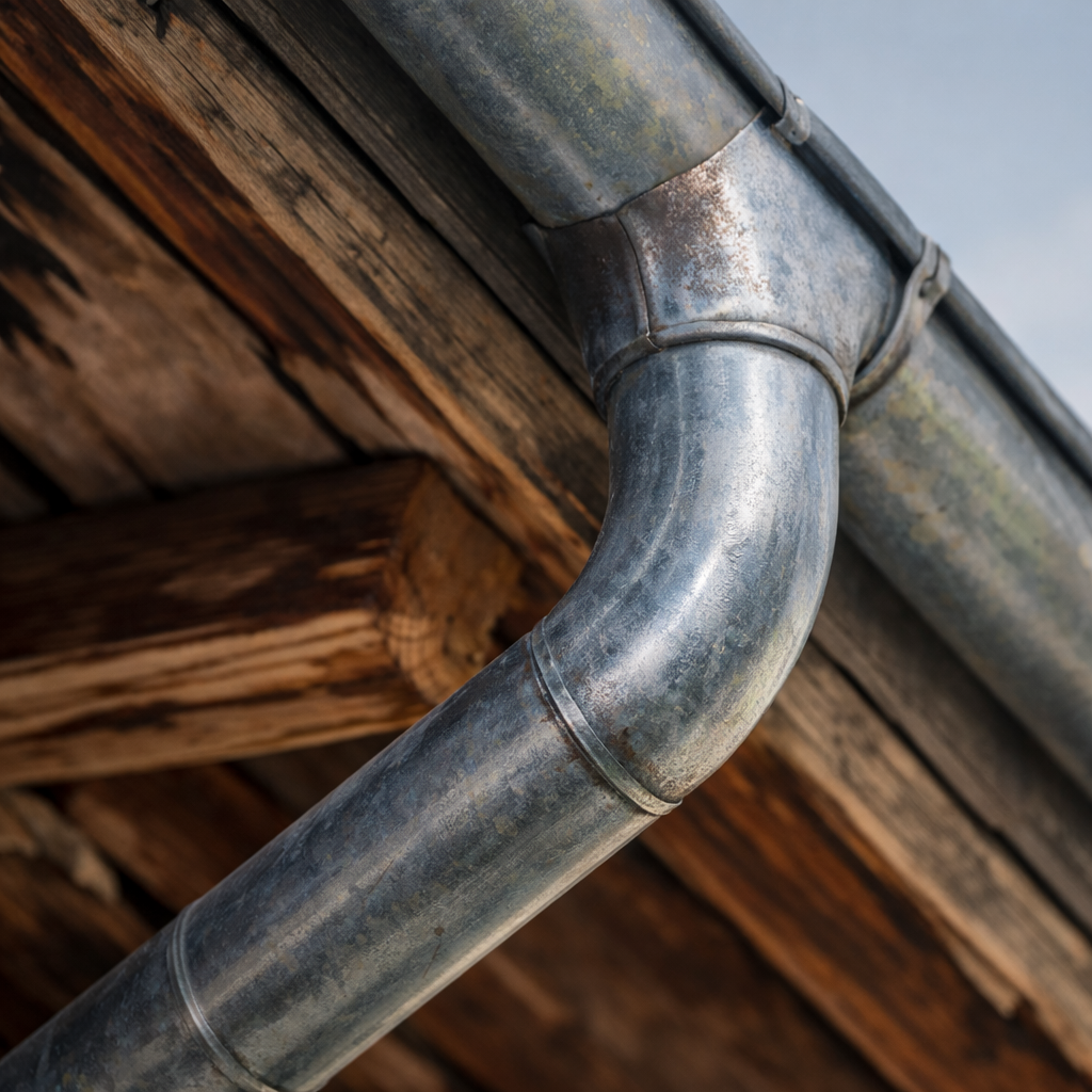 Steel gutter installation