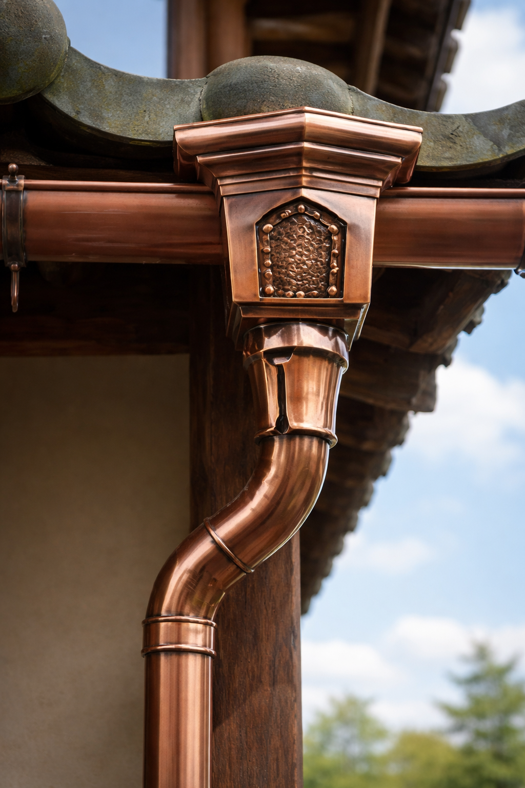 Copper gutter on a historic home