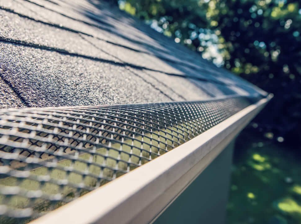 Steel gutter on home